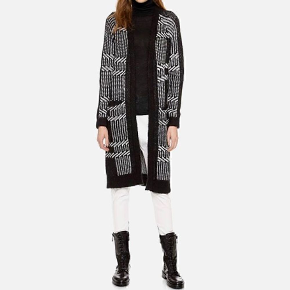 Just Female Black White Fola Knit Cardigan Size M